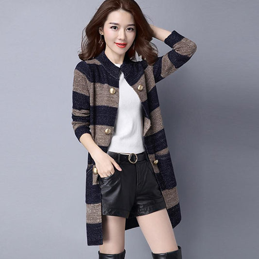 Wild Jacket Coat Knitted Cardigan Sweater Women's Mid-length Loose Sweater Coat Thickened