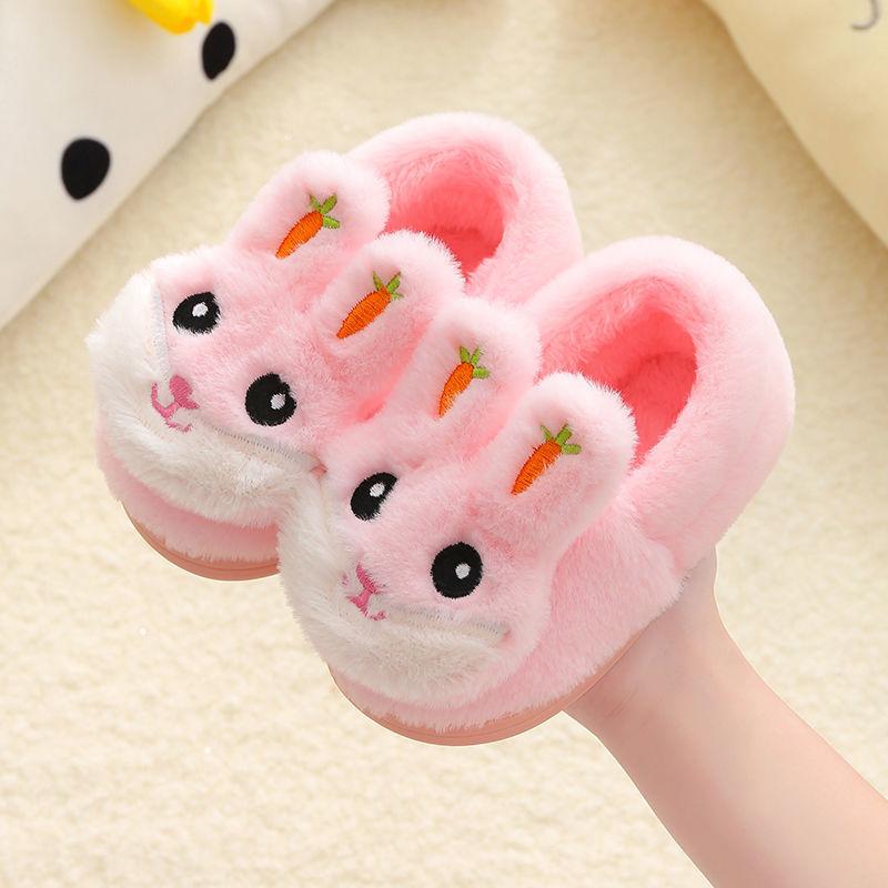 Kids Cotton Slides Autumn Winter Indoor Non-slip Cute Rabbit Non-slip Kids Shoes Home Slippers Fashion Baby Boys Girls Slippers