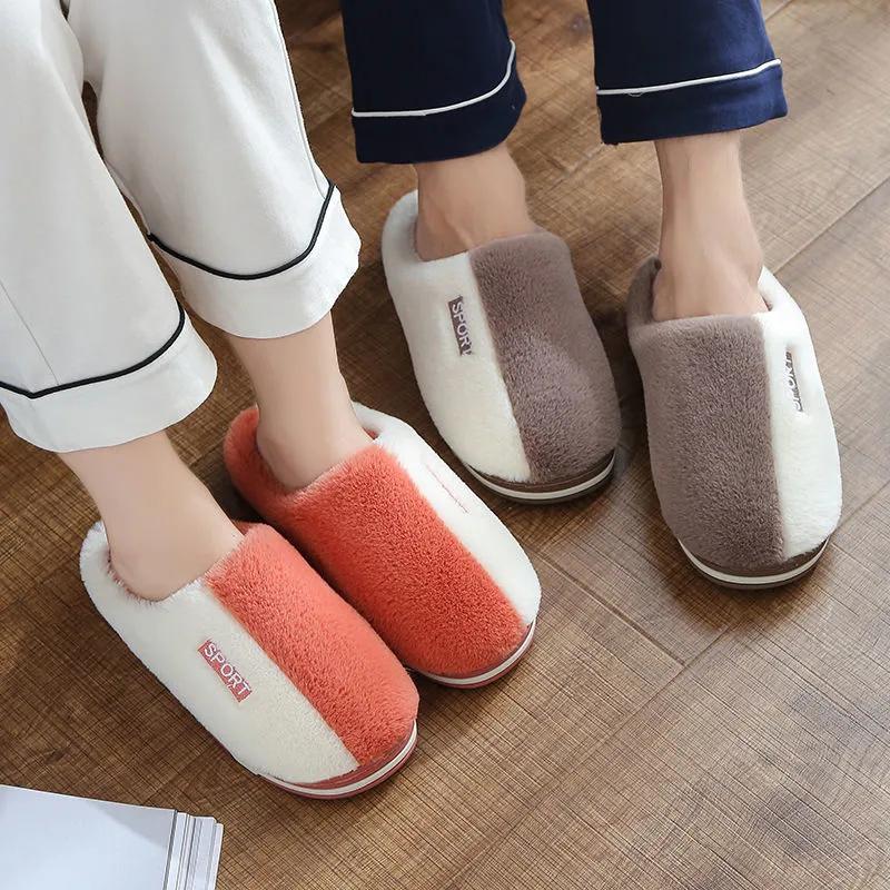 Slippers Women Winter Thick Warm Cotton Shoes Men Plus Size Home Soft Slides Platform Non Slip Slippers Women