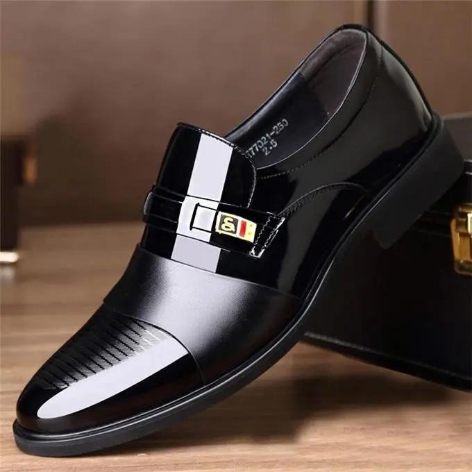 Spring Pointed-toe Shoes Men's Youth British Leather Shoes Formal Business Shoes Slip on Casual Mocassins Wedding Party PU Shoes