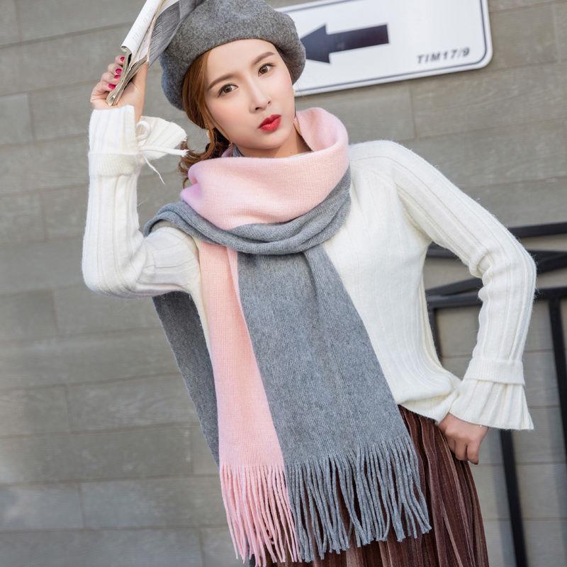 Scarves Scarf  Women's Knnitted Scarf Men's Winter Cashmere Couple Thick Wool Scarf Lovers Gift