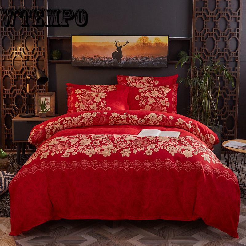 Luxury Egyptian Cotton Bedding Set Pastoral Bed Linen Flower Print Duvet Cover Bedspread