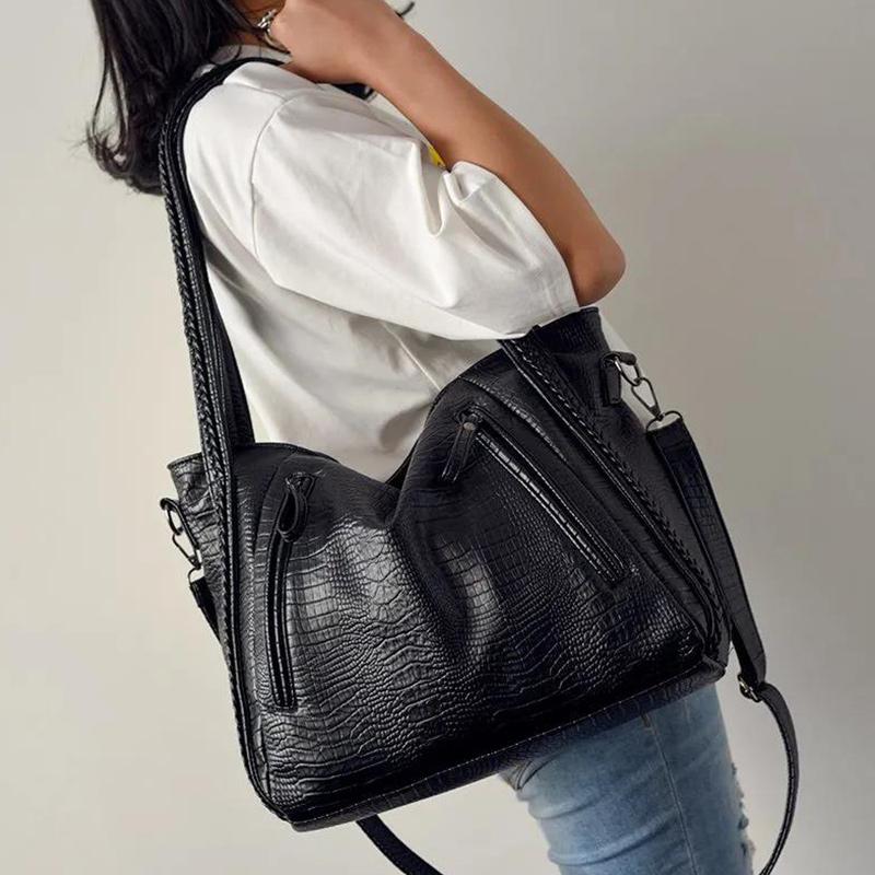 Crocodile Pattern One-shoulder Handbags Large-capacity Handbags Messenger Women Tote Large Bags Trendy Fashion