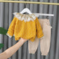 Three-piece Girls Spring and Autumn Suits Girls Baby Knitted Jackets Little Girls Clothes