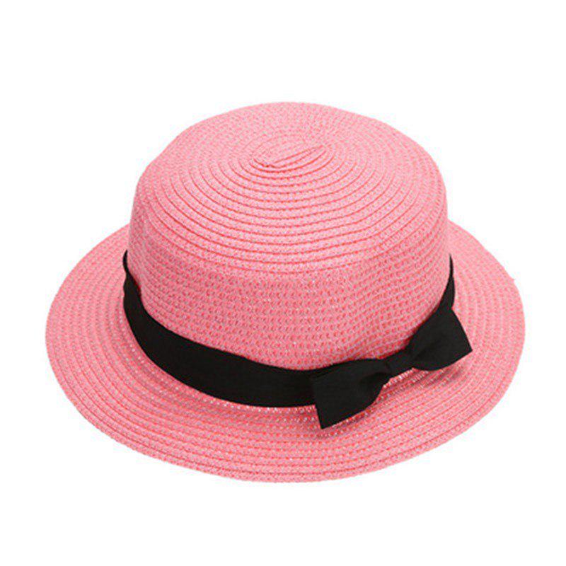 Lady Boater sun caps Ribbon Round Flat Top Straw beach hat Panama Hat summer hats for women straw