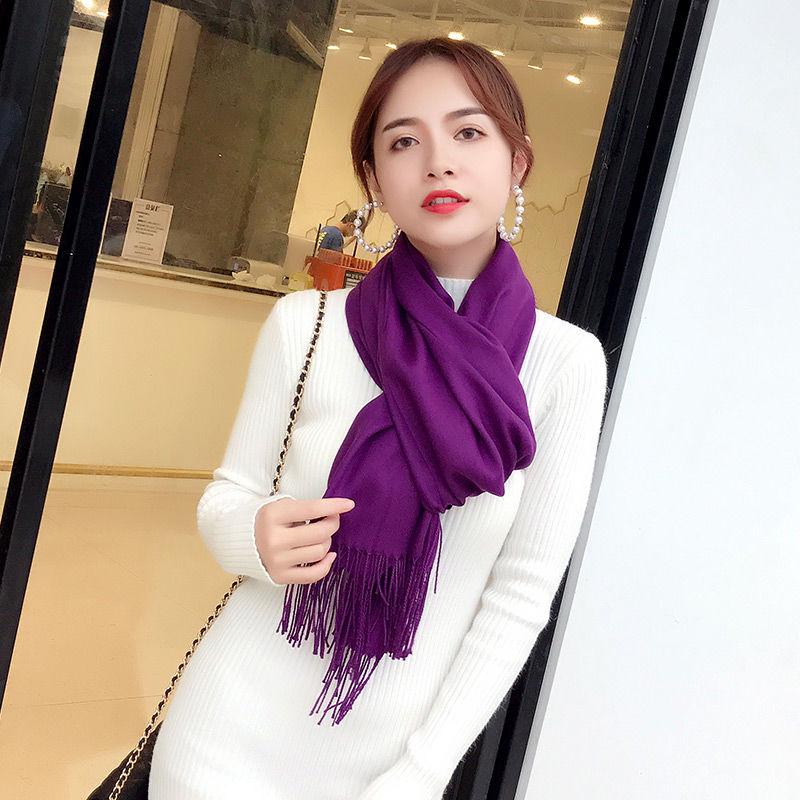 Winter Women Scarf Solid Soft Cashmere Scarves Shawls and Wraps Bandana Female Foulard Tassel