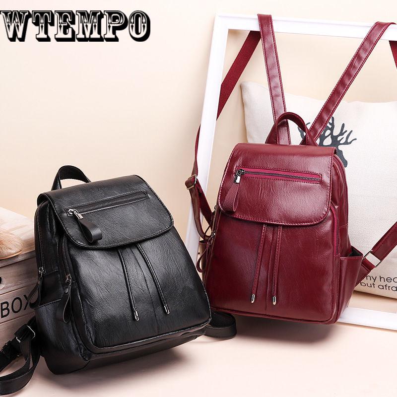 Trendy Female PU Leather Backpacks Women Small School Bags Women High Quality Casual Rucksack