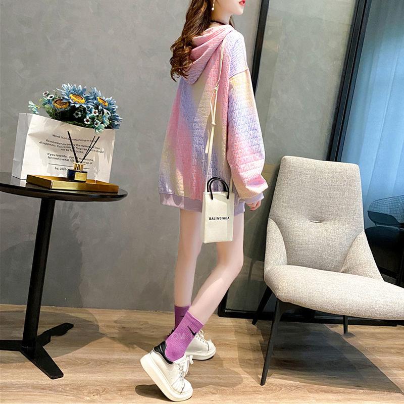 Korean Version of Loose Hooded Autumn Fashion Gradual Color Female Sweater Casual Loose Women's Top