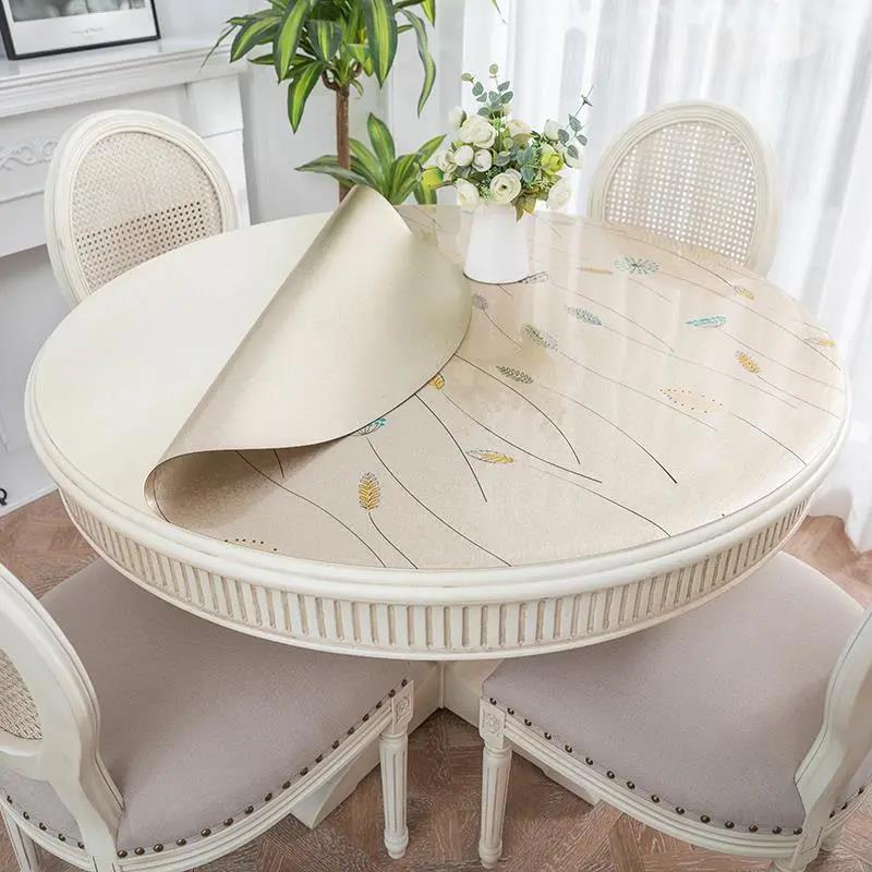 Nordic Opaque Round Table Cloth Waterproof Oil-proof and Scald-proof Disposable Round Table Mat Household Pvc Round Table Mat