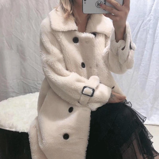 Windbreaker Trend Wild Woolen Coat Spring and Autumn Large Size Woman's Clothing Long Sleeve