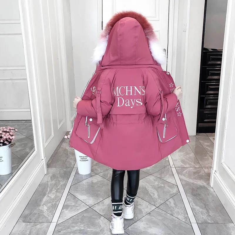 Girls' Warm and Windproof Cotton-padded Jacket Mid-length Winter Children's Thick Padded Jacket