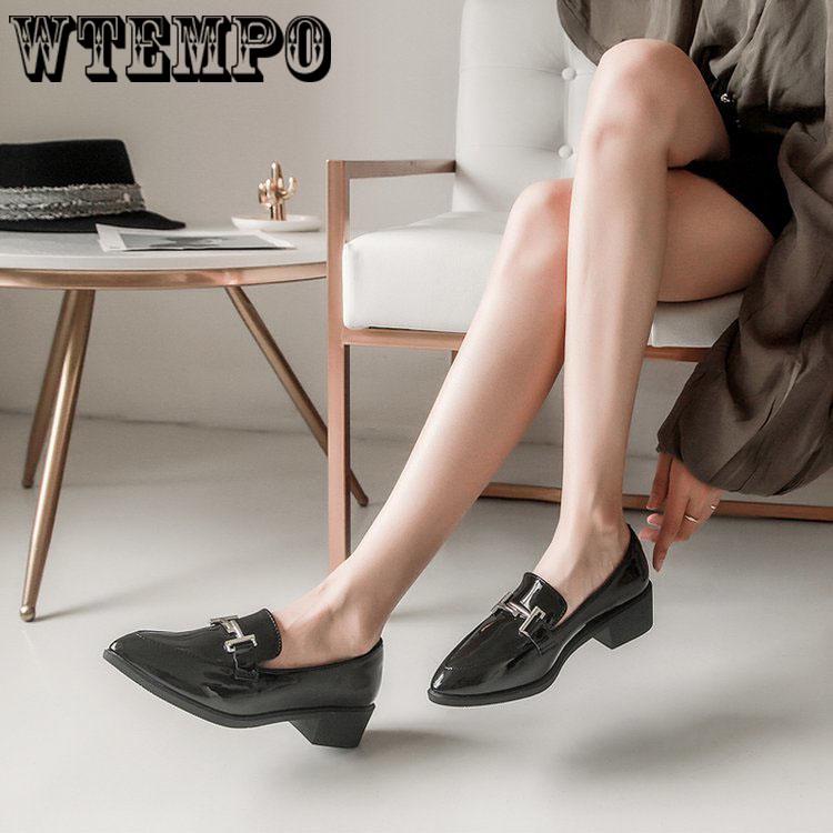 Women's Leather Shoes Flat Shoes Loafers One-pedal Ladies' Flat Shoes Casual Leather Shoes Soft Leather Pointed Toe All-match British Style Work Shoes