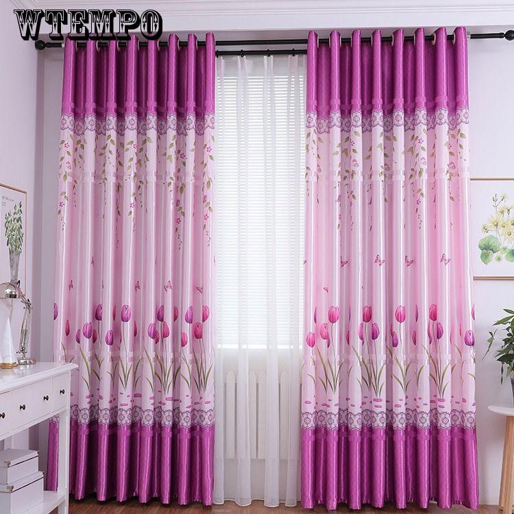 WTEMPO Curtain Finished Bedroom Living Room Dormitory Rental Curtain Fabric Hook Hanging Curtain