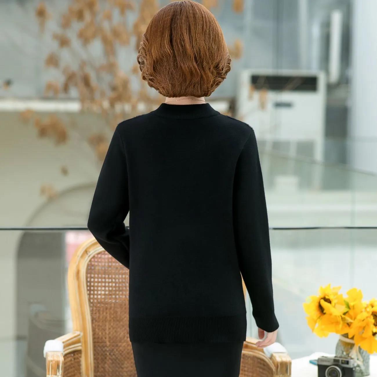 Women's Autumn and Winter Half Turtleneck Thickened Knitted Sweater All-in-one Fleece Long-sleeved Warm Sweater Bottoming Shirt Large Size