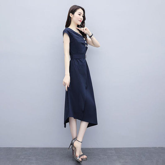 Dress Female Light Mature Wind Waist Was Thin Temperament Dress French Long Skirt Ladies Waist Dress Elegant Temperament Long Skirt