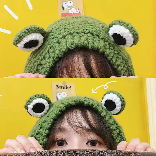 Frog Knitted Hat Adult Hat Solid Hip-hop Knitted Cap Costume Accessory Gifts Warm Winter Lovely Christmas