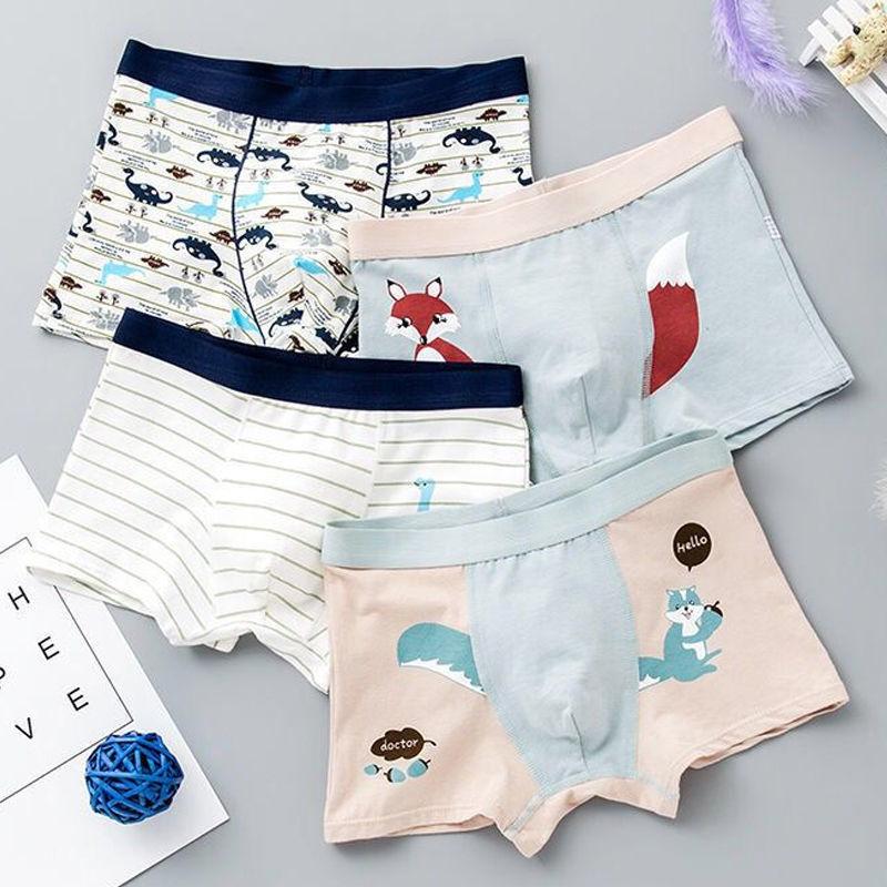 4 PCS/Lot Cotton Boys Boxers Shorts Children Underwear Cartoon Child Boxers Kids Underpants Elastic Soft Panties for Boy 2-15Yrs