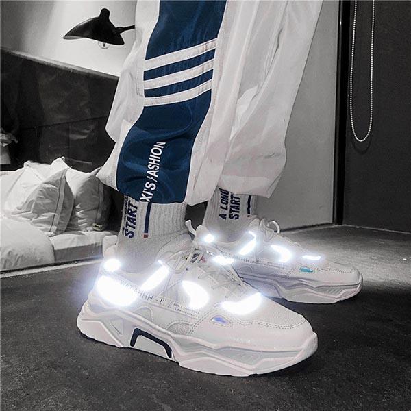 Plus Size 39-44 Summer Men Luminous Mesh Sneakers Breathable Comfortable Basketball Shoes Non-slip Running Shoes Outdoor Travel Shoes