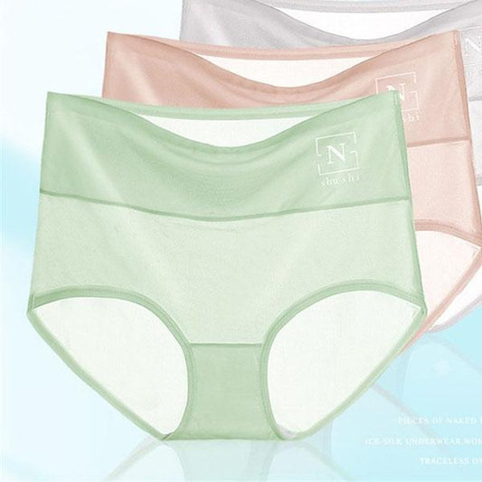 5Pcs/Set Women's Spring and Summer Large Size Causal Thin Briefs High Waist Solid Color Seamless Panties