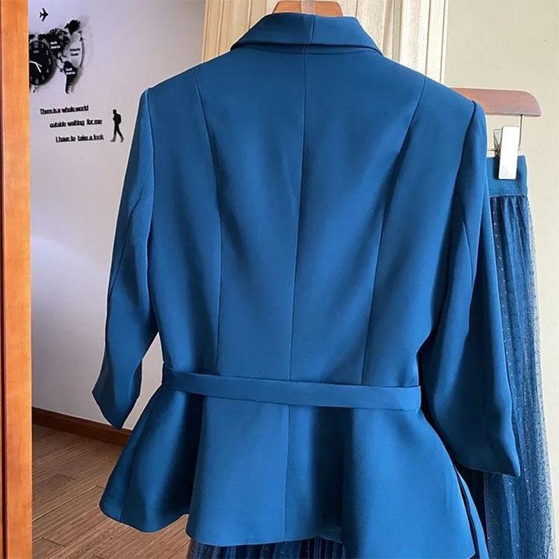 2PCS Ladies Summer Thin Coat Shirt + A-line Skirt Two-piece Suit Women's Casual Slimming Belly Cover Suit