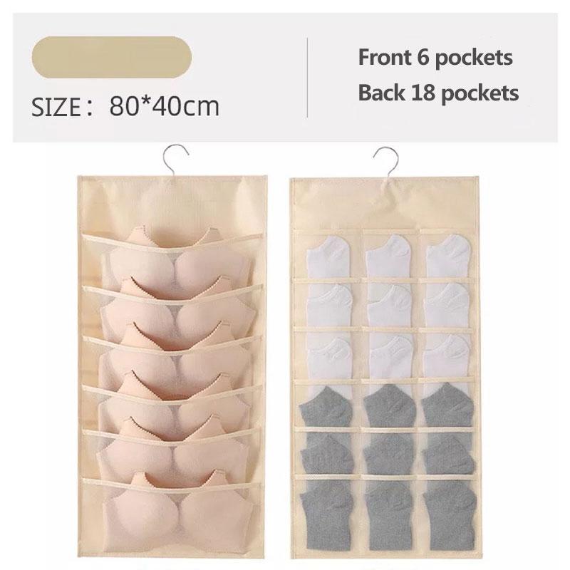 Oxford Cloth Underwear Storage Bag Panties Hanging Bag Wall-mounted Bra Socks Storage Bag Wardrobe Dormitory Hanging Storage Moisture-proof Bag