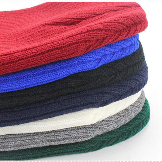 Wool Knitted Hats Men and Women Trend All-match Hooded Caps Men and Women Autumn and Winter Leather Standard Warm Hats