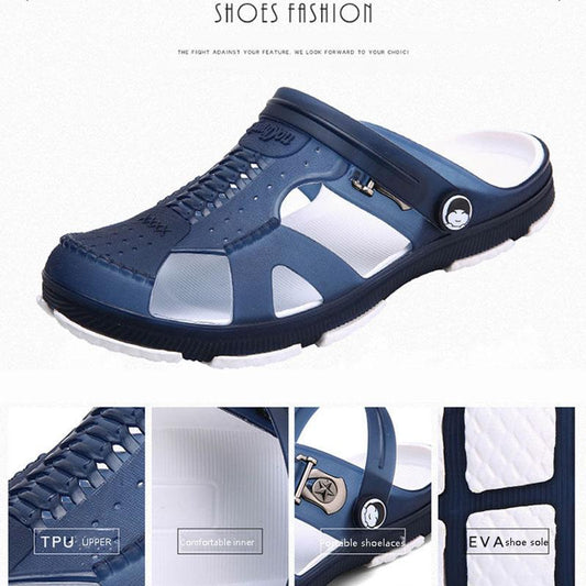 Men's Slippers Outdoor Slippers Breathable Hollow Non-slip Bathroom Beach Sandals Casual Footwear