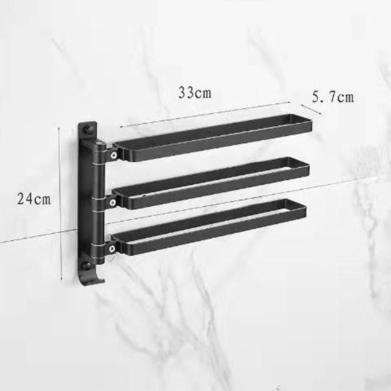 Towel Rack Rotating Movable Towel Bar Slippers Rack Pot Cover Rack Toilet Free Punching Bathroom Space Aluminum Wall Hanging Towel Rack Shelf