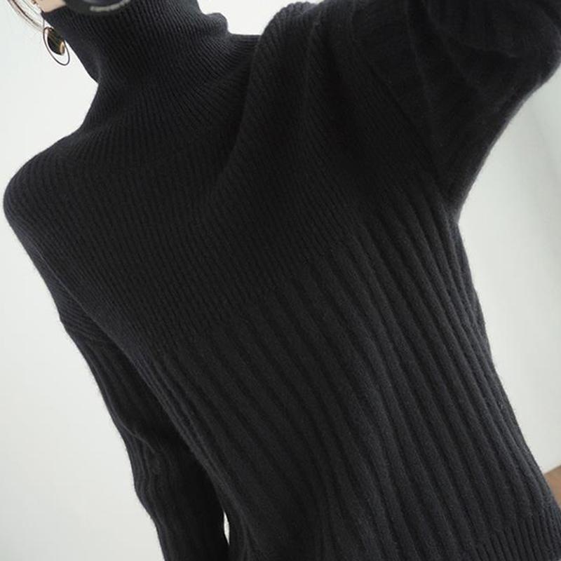 Autumn Winter Turtleneck Sweaters Thick Pullover Sweater Women's Solid All-match Fashion Knitted Bottoming Tops