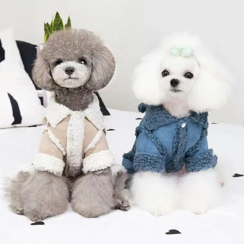 Dog Clothes Thickened Warm Deerskin Velvet Fleece Thickened Cotton Coat Teddy Bichon Schnauzer Pet Winter Clothing Outdoor Outfit