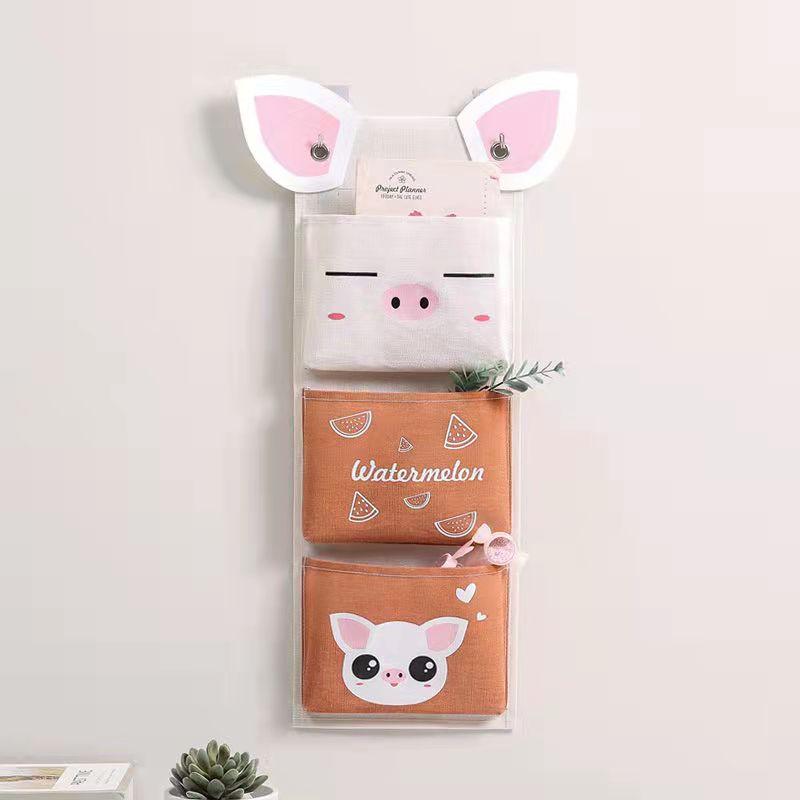 3/7 Pockets Wall Hanging Storage Bag Cute Hanging Bag Wall-mounted Door Rear Wall Shelf Wall Hanging Bag Small Cloth Bag Sundries Storage Bag