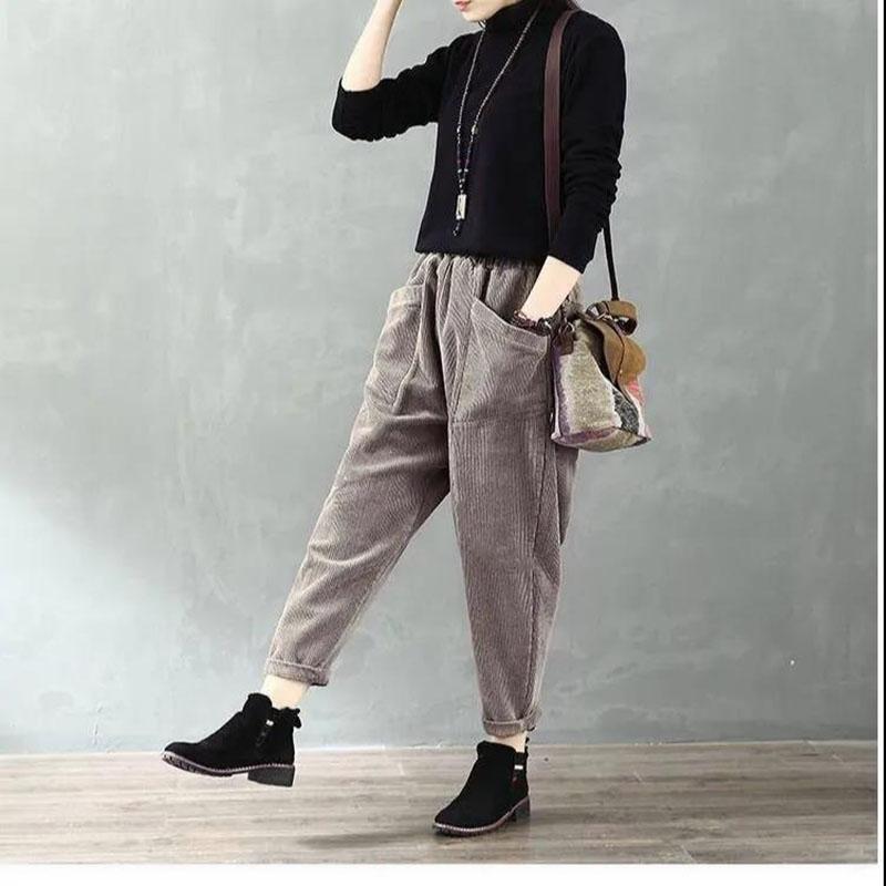 Fall/winter Solid Color Corduroy Casual Wide-leg Pants Women's High Waist Drape Straight Loose Fashion Trend