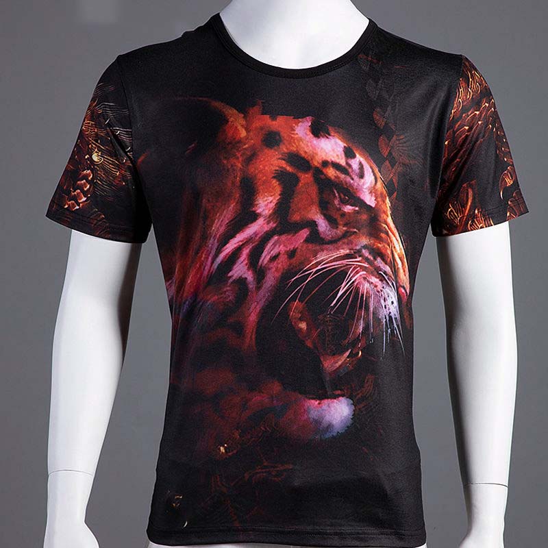 Summer New Men's Round Neck Print Short-sleeved T-shirt Half-sleeved Thin Top