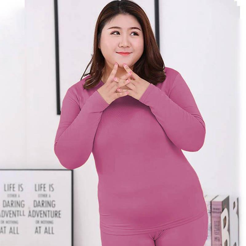 Add Fertilizer To Increase Thermal Underwear Women's Thin Velvet Suit Bottoming Shirt Autumn and Winter Plus Size Pajamas 200 Kg