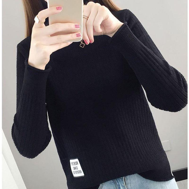 Autumn Winter Thick Sweater Women Knitted  Pullover Sweater Long Sleeve  Half Turtleneck  Slim Jumper Soft Warm Pull Femme