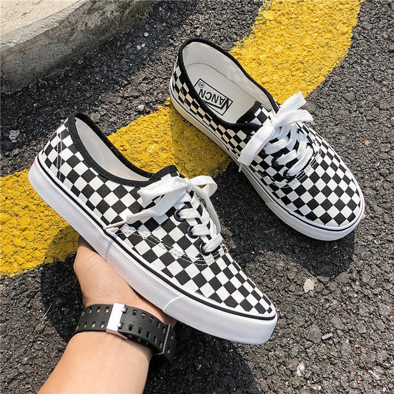 Plaid Canvas Shoes Low-top Sneakers Versatile Cloth Shoes Casual Couple Shoes Flat-bottomed Low-top Sneakers Casual Shoes