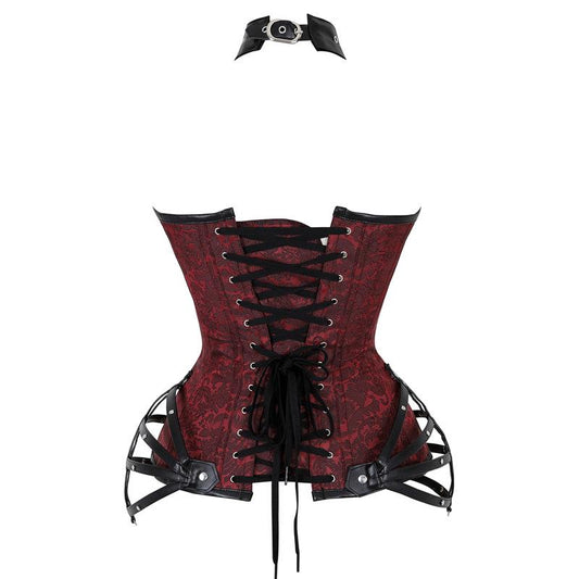 Retro Bustiers Corsets Women Zipper Brown Brocade Steampunk Corset Top Plus Size Sexy Lingerie