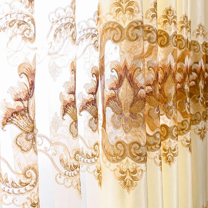 1/2pcs High-end Hollow European Water-soluble Embroidered Curtains for Living Room Balcony Bedroom Thick Double-layer Curtains