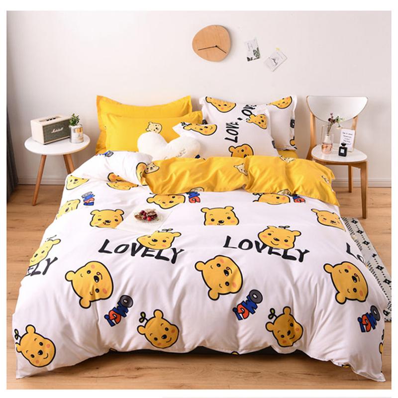 Bedding Set Leaf Printed Bed Linen Sheet Plaid Duvet Cover Single Double Queen King Quilt Covers Sets Bedclothes