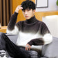 Men's Imitation Mink Velvet Turtleneck Sweater Korean Version of Slim Plus Velvet Thick Sweater Gradient Color Fuzzy Sweater