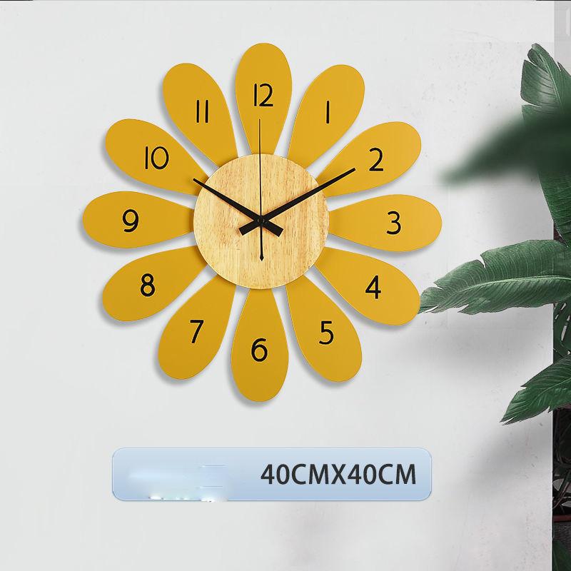 Nordic Wall Clock Living Room Home Creative Modern Fashion Children's Wall Watch Bedroom Mute Cartoon Flowers Simple Wall Clock