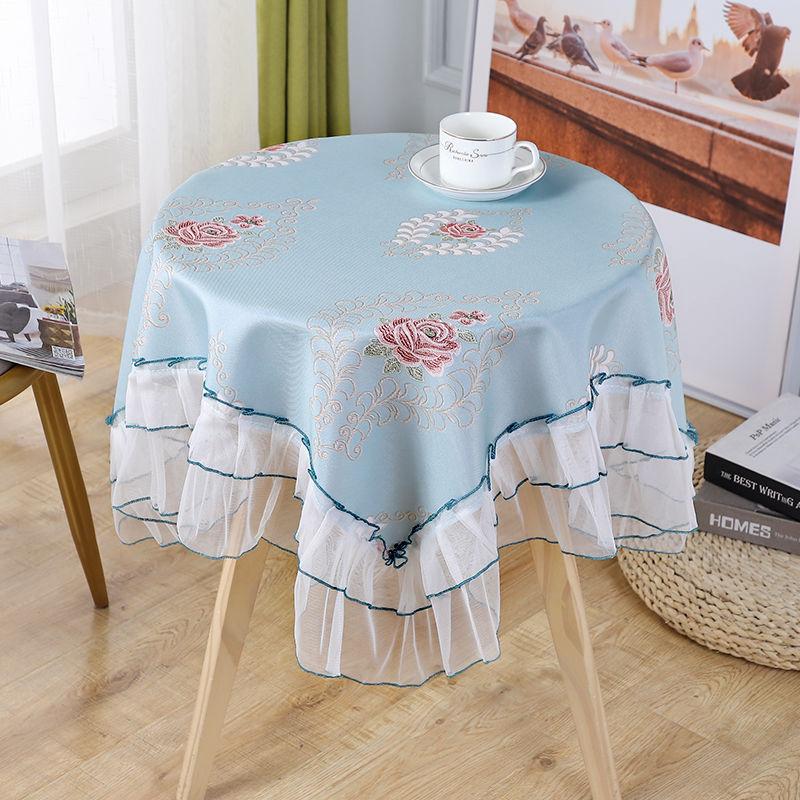 Waterproof Tablecloth Small Round Table Girl Heart Lace Tablecloth Coffee Table Square Table European Style Lace Tablecloth Dining Table Cover