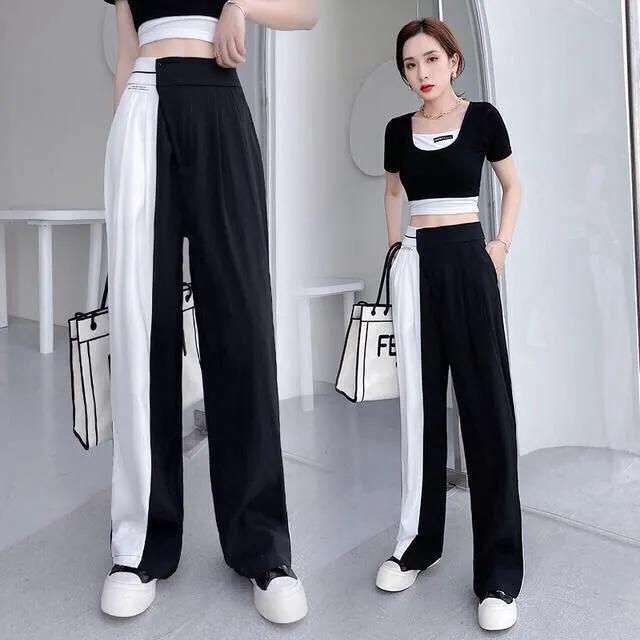 2PCS Women's Summer Sports and Leisure Age Reduction Suit Short T-shirt + High Waist Wide Leg Pants Suit Two-piece Set