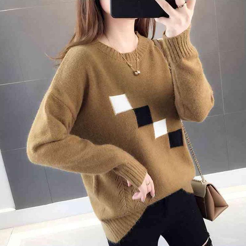 Knitted Loose Sweater Fashion Simple Bottoming Shirt Long Sleeve Casual Young Women's Top