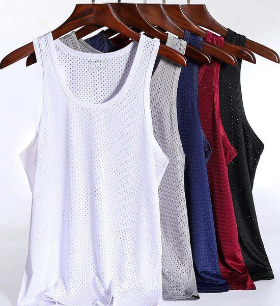 Summer Mesh Vest Men's Sports Fitness Quick-drying Hollow Breathable Loose Thin Bottoming Vest