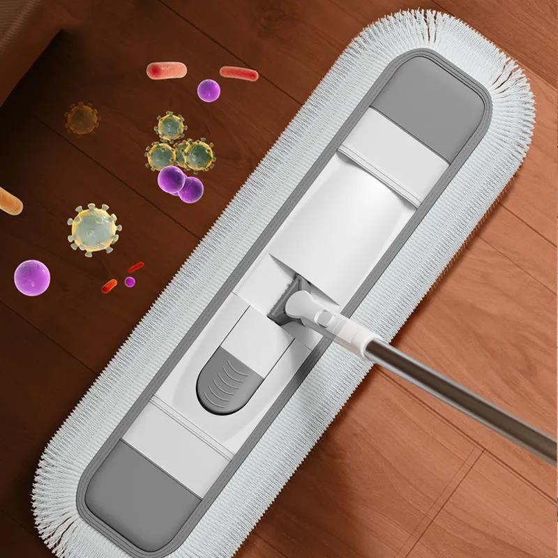 Microfiber Floor Mop Cloth Replaceable Hand Free Cleaner Wash Flat Mop House Cleaning Tool Manual Extrusion Lazy Mop