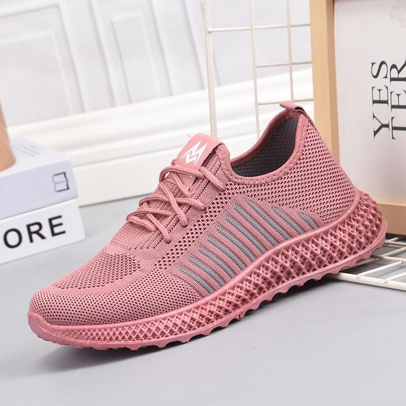 Cloth Shoes Women's Soft Sole Comfortable Non-slip Lightweight Fly Woven Single Shoes Outdoor Sports Shoes Mesh Surface Breathable and Lightweight