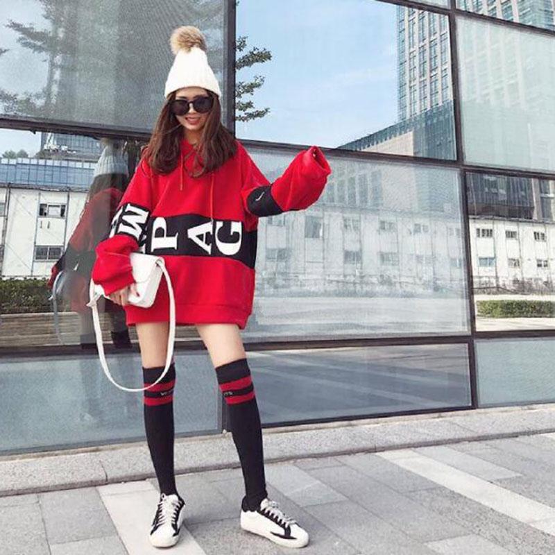 Autumn and winter sweater cotton women Sweatshirt wild large size long sleeve warm hooded Top