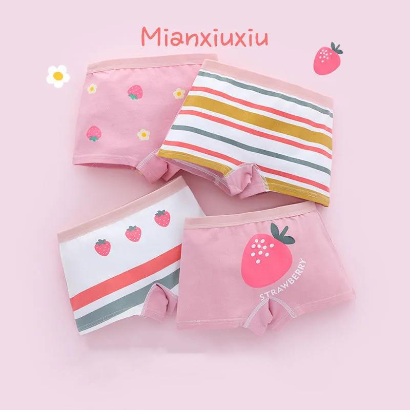 4 Pieces/Lot 2-14Y Children Underwear High Quality Cotton Girls Panties Cute Pattern Kids Boxer Briefs Child Soft Girl Pants