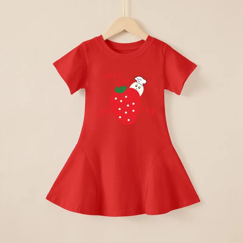 Girls' Summer Short-sleeved Dress Cotton Princess Dress Fashion All-match Dress Chinese Style Baby Costume